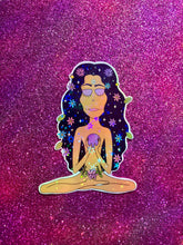 Load image into Gallery viewer, Holographic Boho Flower Child Meditation Die Cut Sticker
