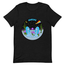 Load image into Gallery viewer, black unisex t-shirt cosmic apparel made in the USA 100% cotton Gemini Zodiac
